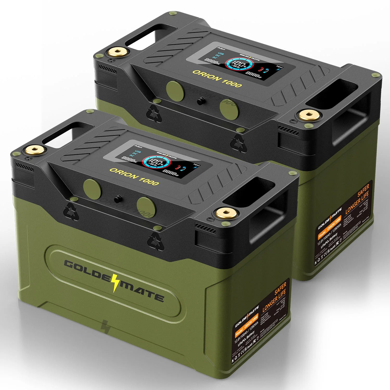 Orion1000 Smart 12V 100Ah Group 31 Deep Cycle Lifepo4 Battery with LCD Display & APP Monitoring