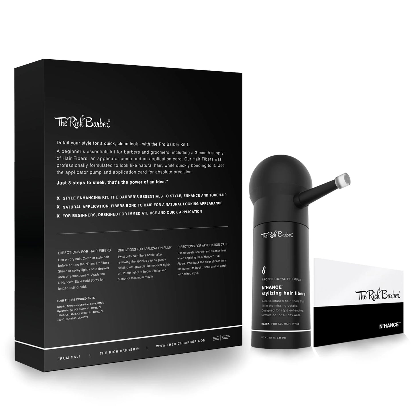 N'Hance™ Pro Barber Kit I - 3-In-1 Hair Building Fibers & Application Set