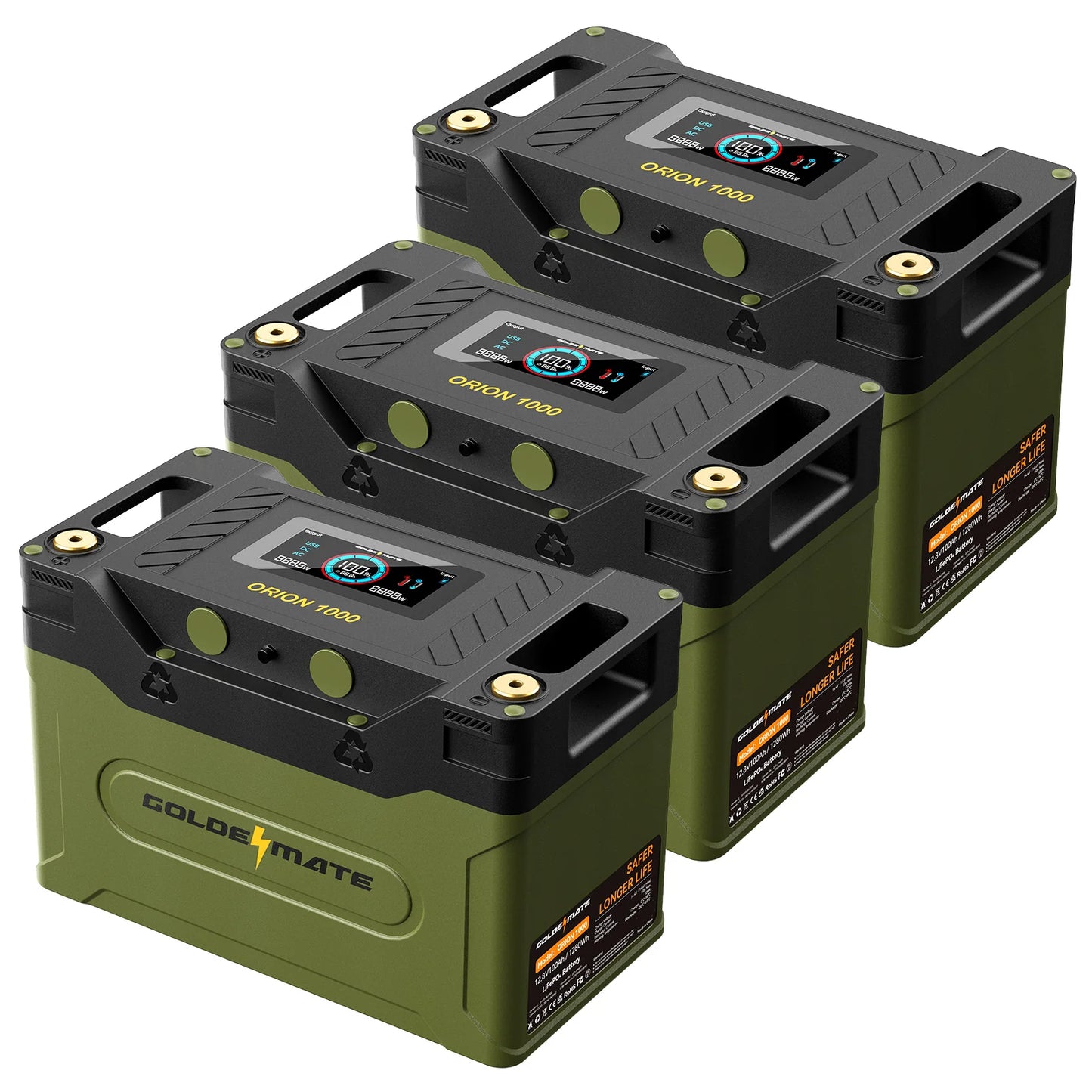 Orion1000 Smart 12V 100Ah Group 31 Deep Cycle Lifepo4 Battery with LCD Display & APP Monitoring