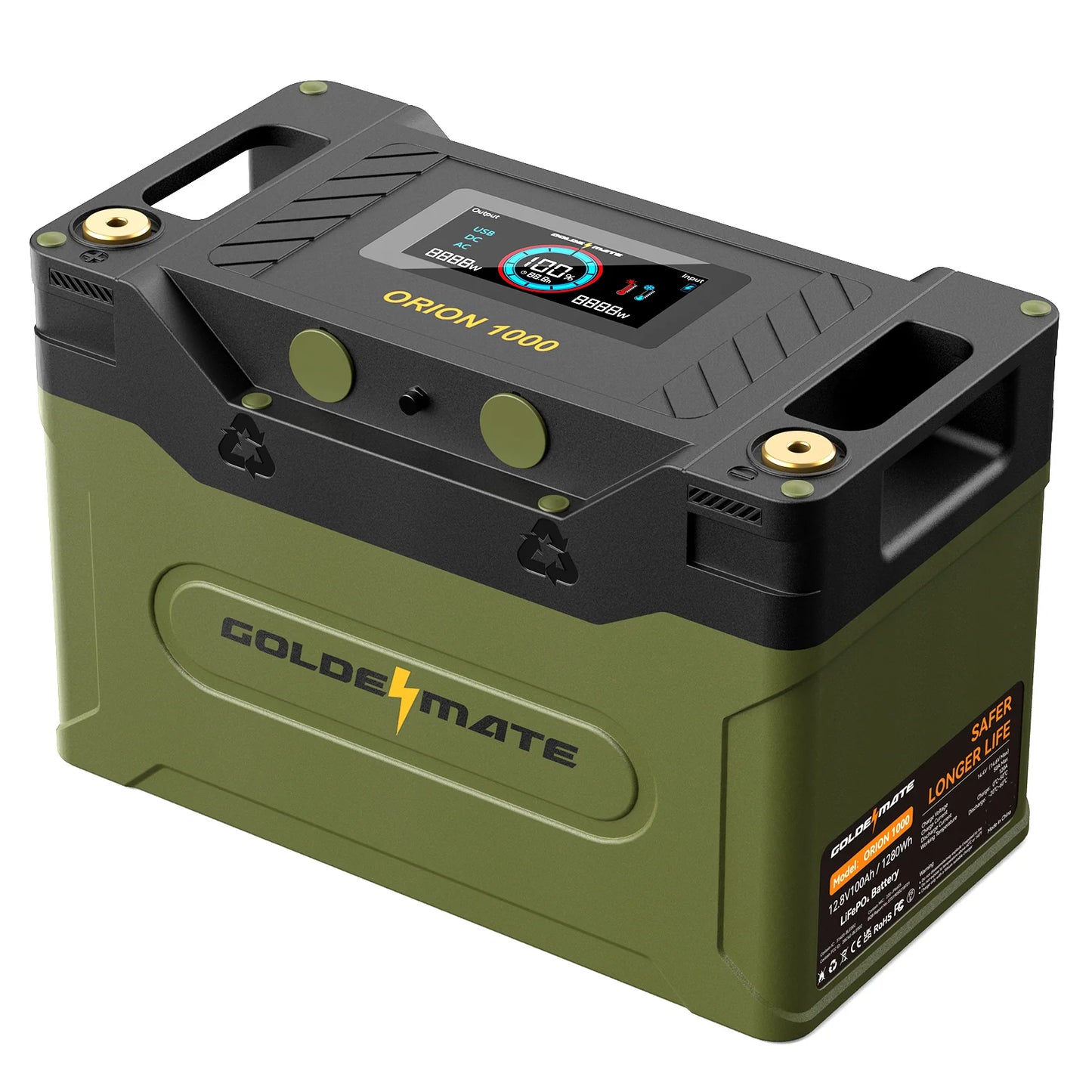 Orion1000 Smart 12V 100Ah Group 31 Deep Cycle Lifepo4 Battery with LCD Display & APP Monitoring