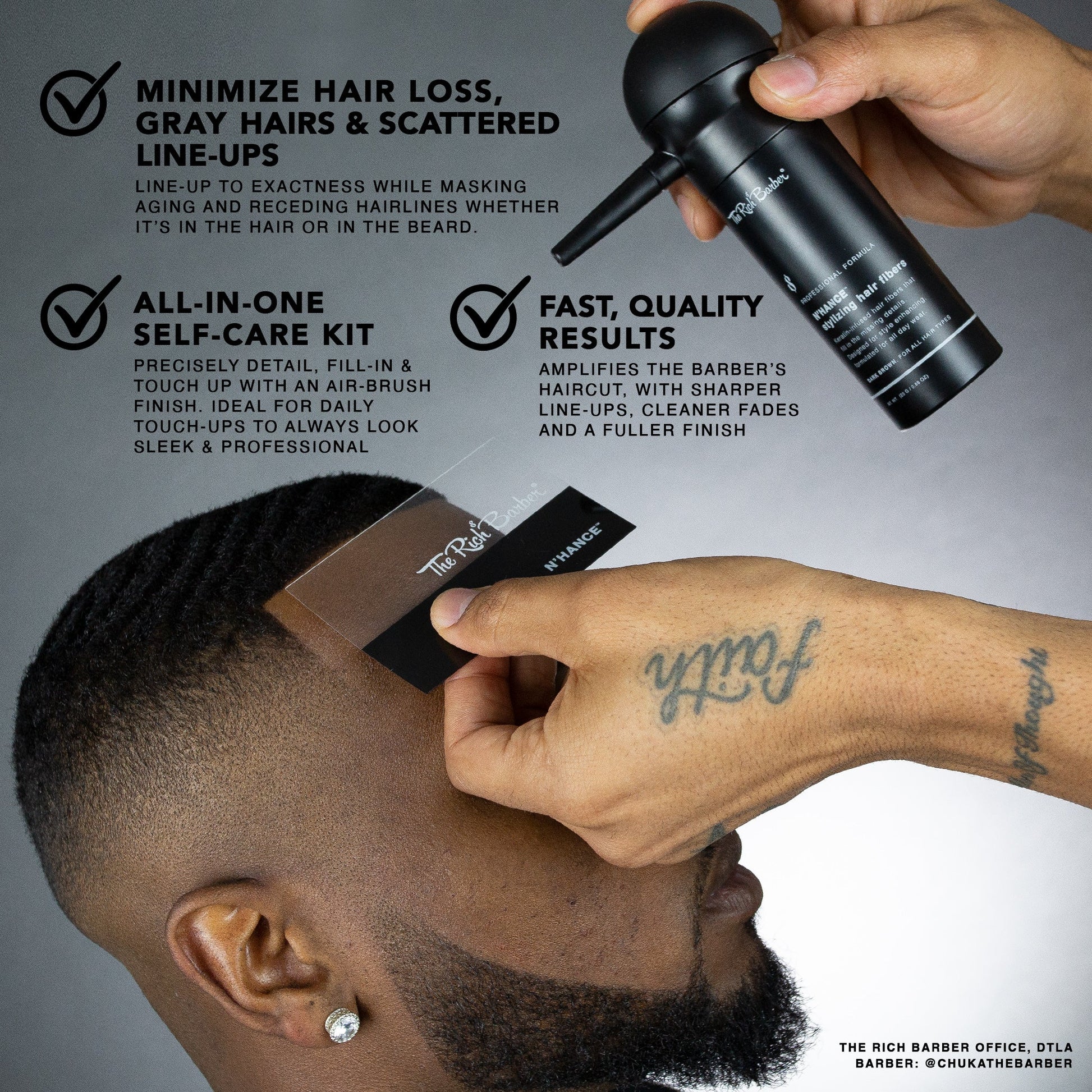 N'Hance™ Pro Barber Kit I - 3-In-1 Hair Building Fibers & Application Set